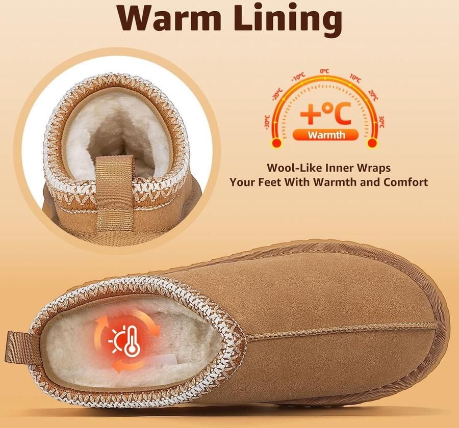 Omgoods Dames Winter Slippers met Gesloten Hiel en Platformzool