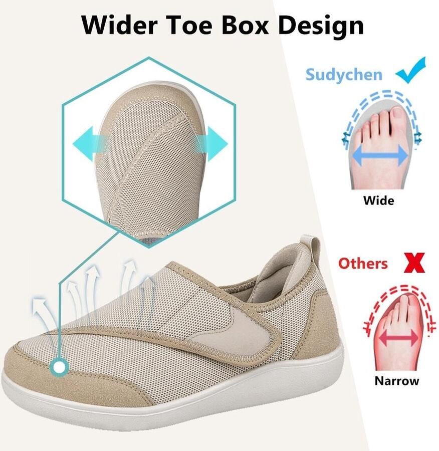 Omgoods Diabetesschoenen voor en Extra Brede Orthopedische Slippers voor Senioren