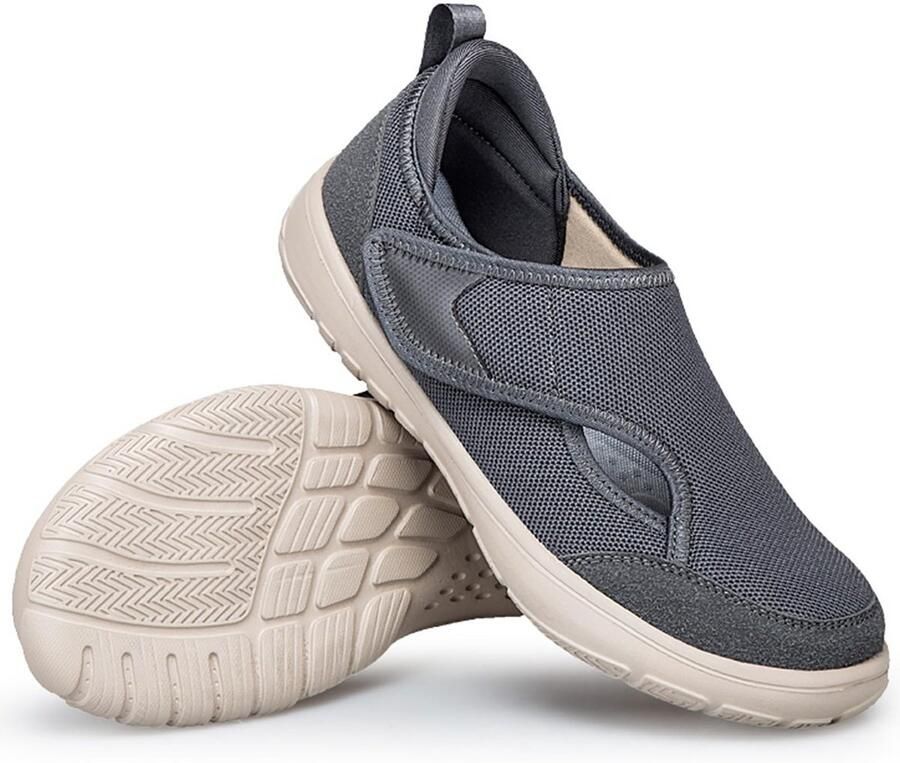 Omgoods Diabetesschoenen voor en Extra Brede Pantoffels met Klittenbandsluiting