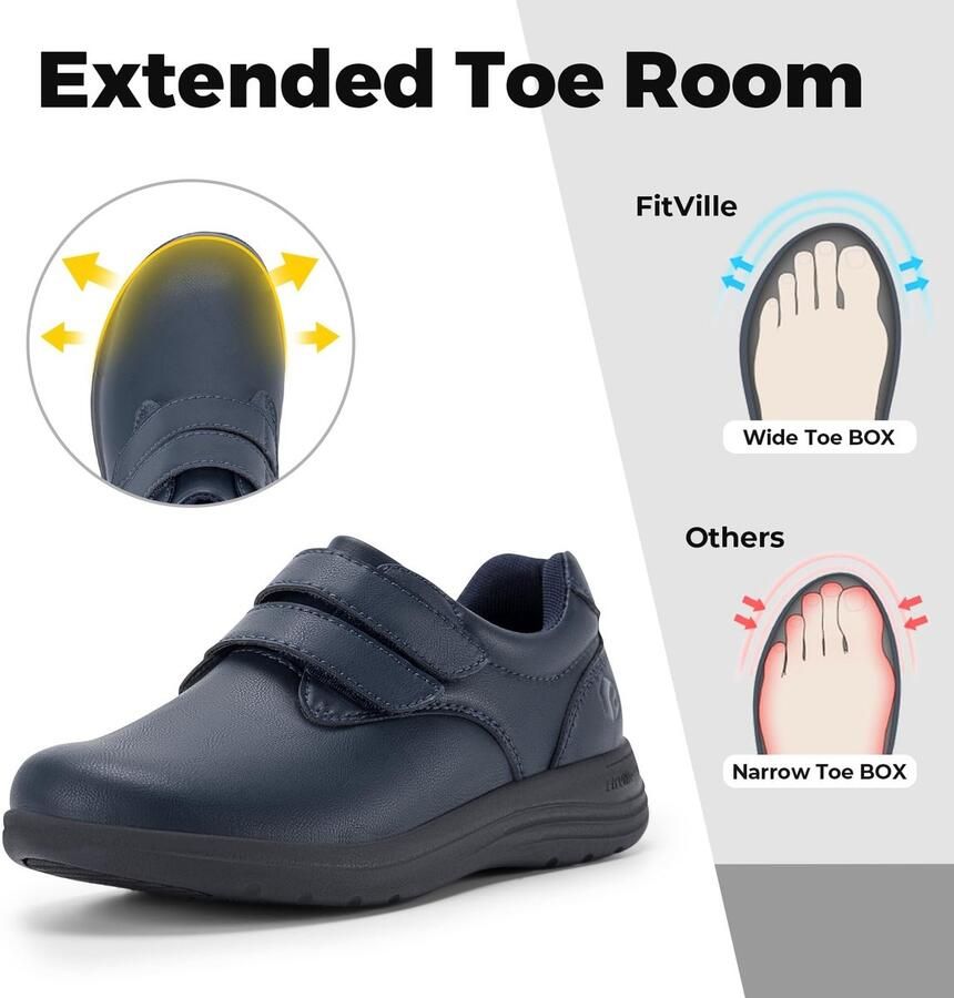 Omgoods Diabetische Dames Schoenen Extra Brede Leren Slippers voor Gezonde Voeten