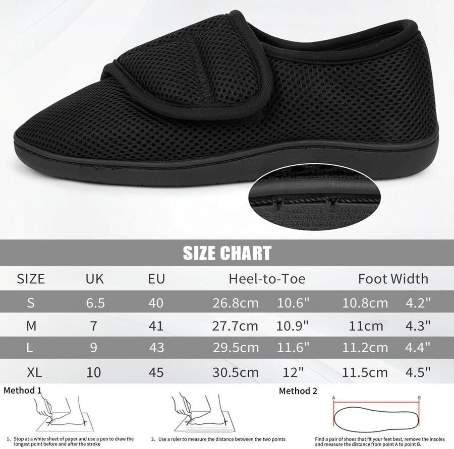 Omgoods- Diabetische Schoenen Verstelbaar Orthopedische Wandelschoenen Extra Brede Pasvorm Oedeem Gezwollen Schoenen Voor Plantaire Fasciitis Duurzaam Polyester Comfortschoenen