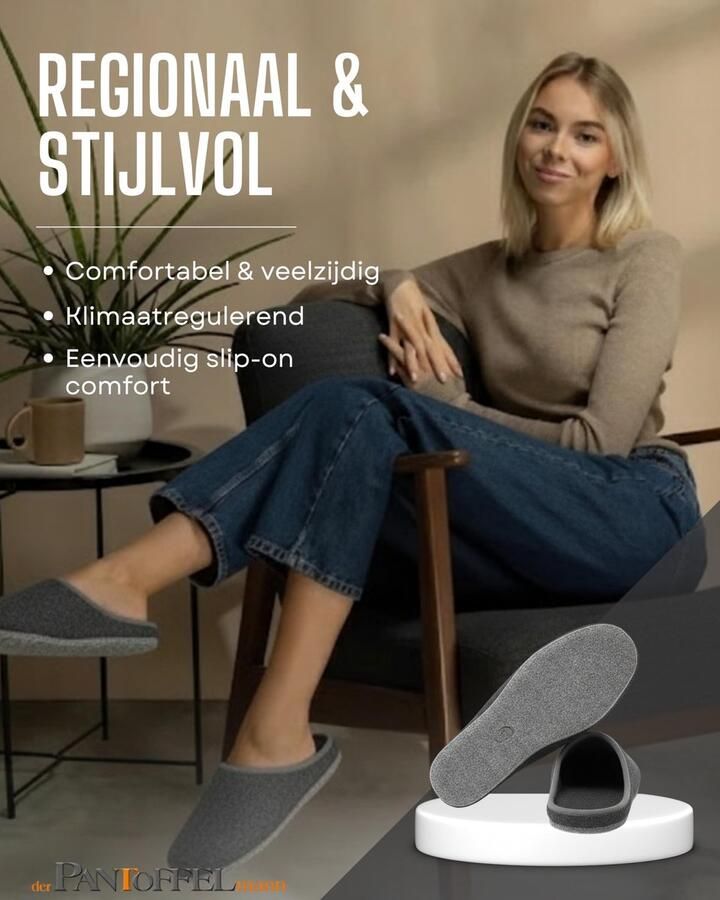 Omgoods Gevoerde Pantoffels van Vilt voor en