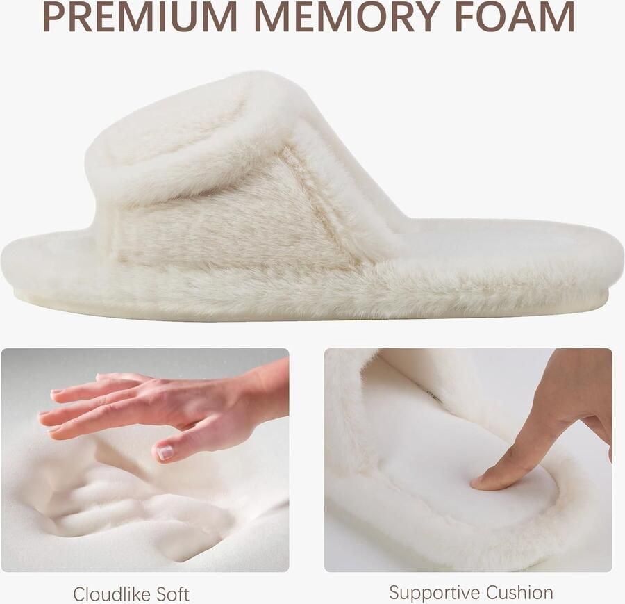Omgoods Fluffy Dames Slippers met Verstelbare Band voor Comfort