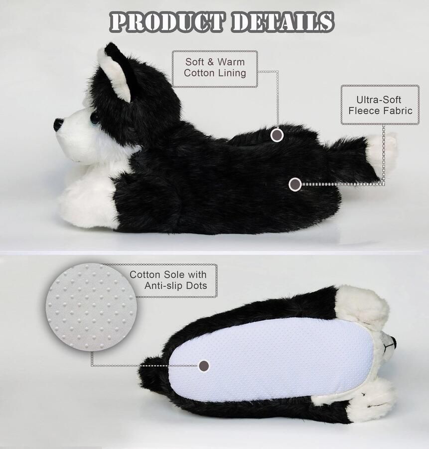 Omgoods Fuzzy Husky Dieren Slippers voor Volwassenen