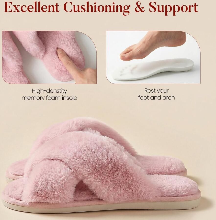 Omgoods Gezellige Geheugenfoam Slippers met Open Teenzool