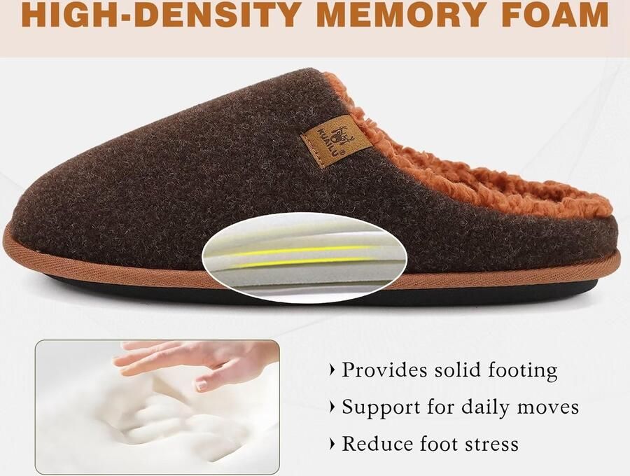 Omgoods Heren Pantoffels van Geheugenfoam met Pluche Voering
