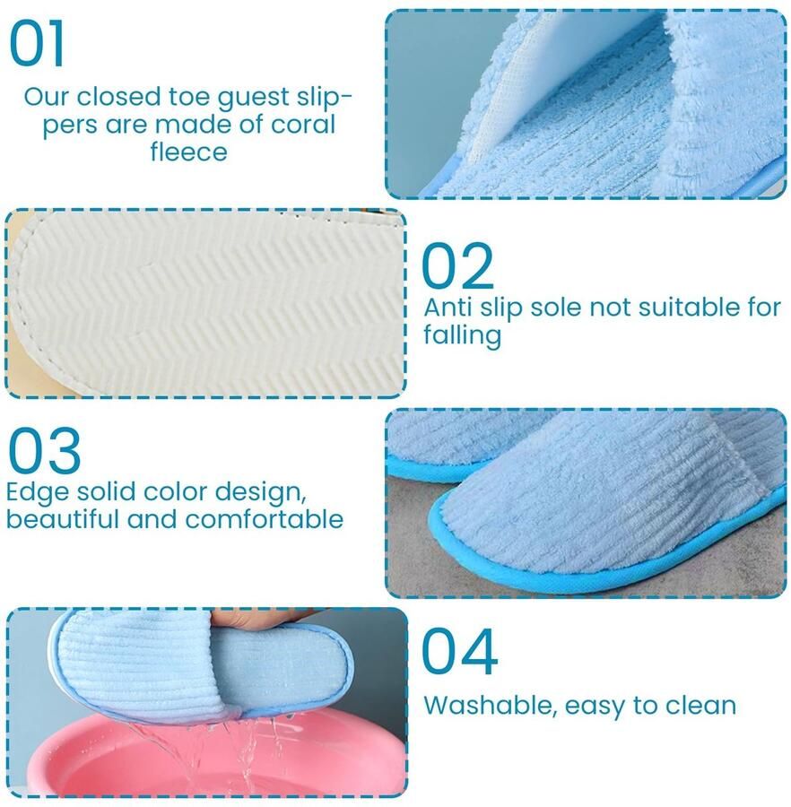 Omgoods Hotel Slippers Set van 6 Non-Slip Fleece Slippers