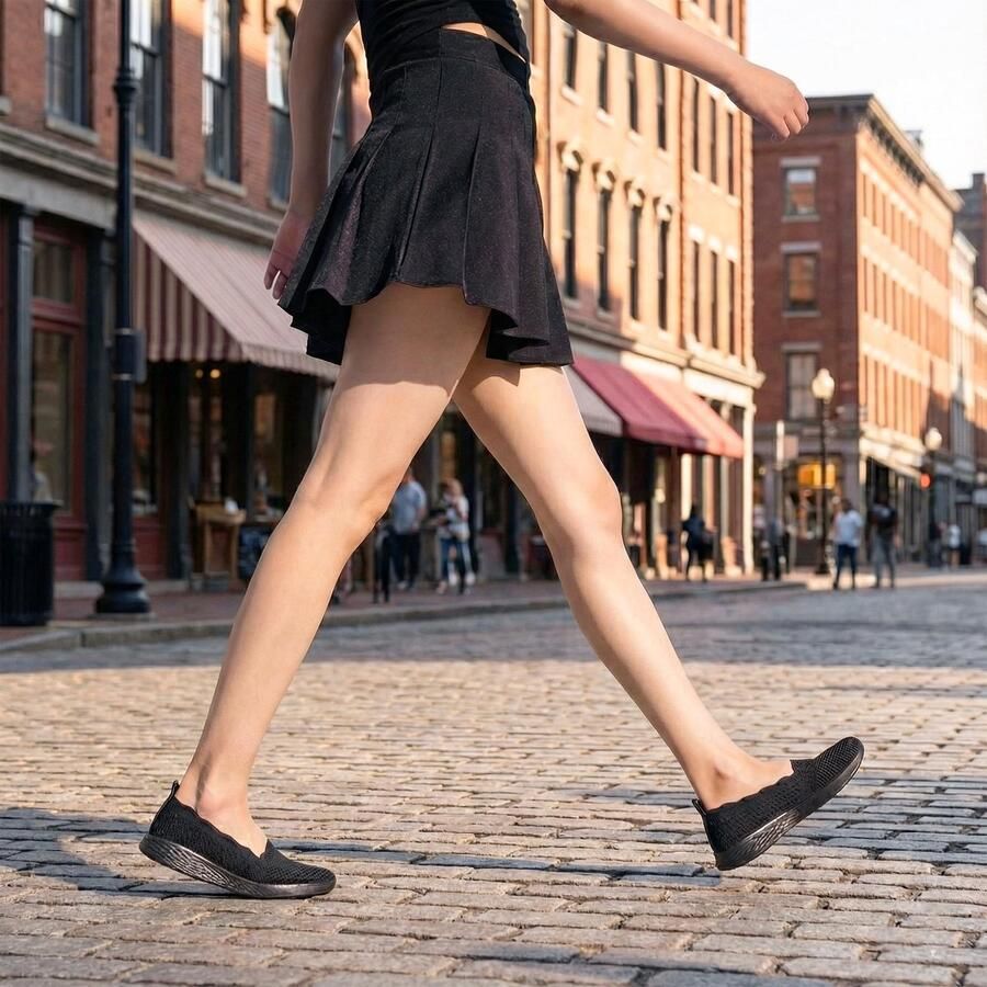 Omgoods Lichtgewicht Instap Wandelschoenen voor Dames Ademend Mesh Zwart