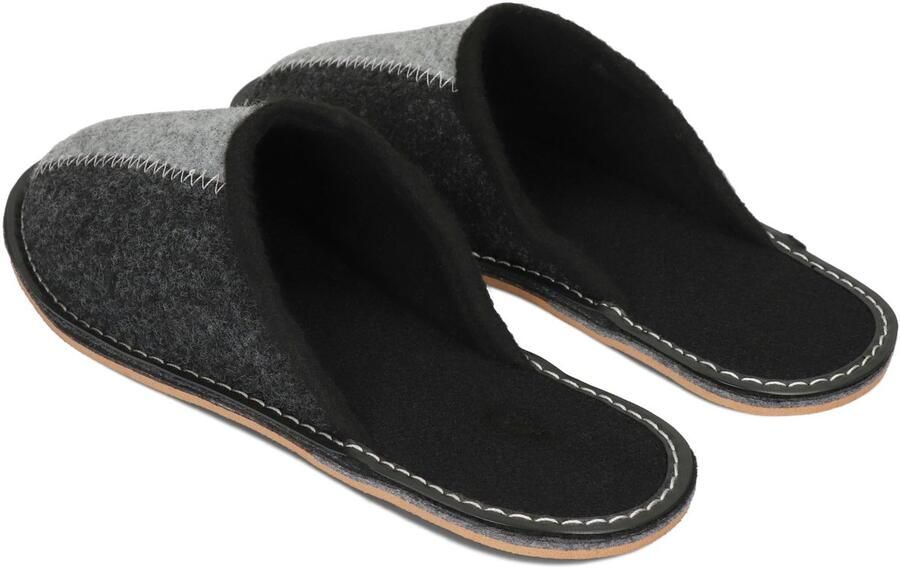 Omgoods Lichtgewicht Vilt Slippers voor Heren met Rubber Zool