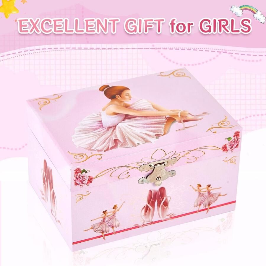 Omgoods Muzikale Sieradenbox met Roze Ballerina en Licht