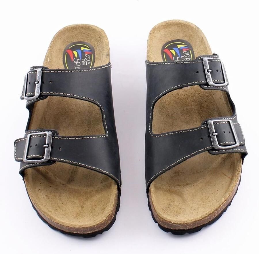 Omgoods Nubuck Leren Sandalen voor Mannen met Kurken Zool