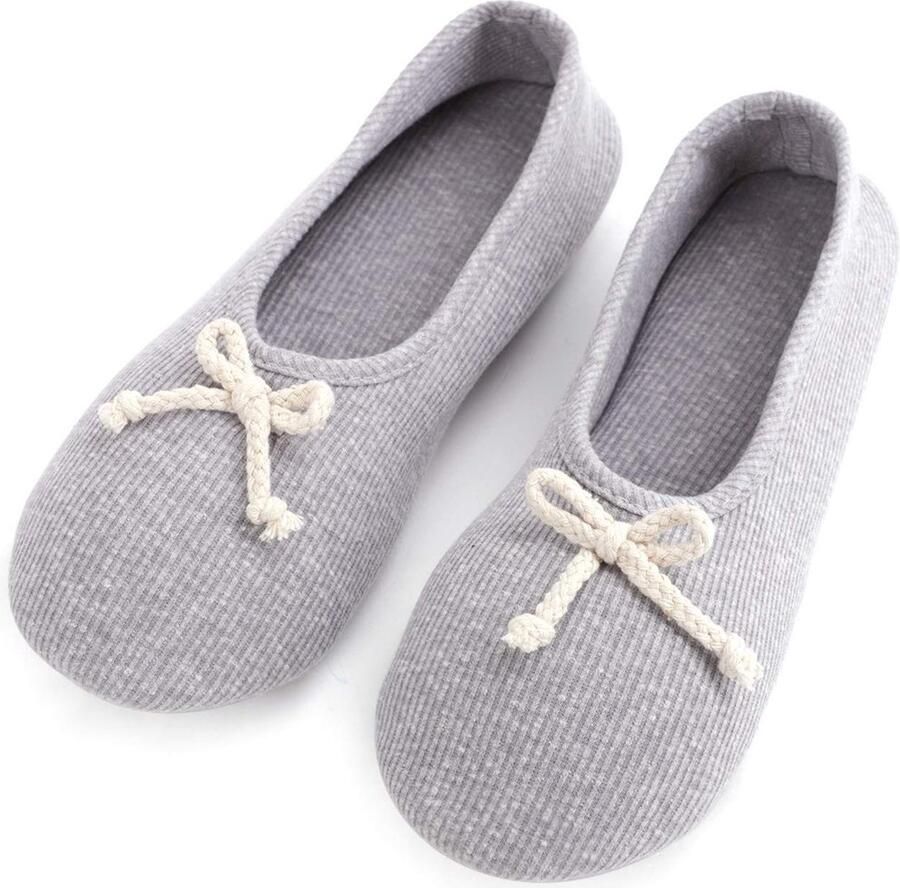 Omgoods- Pantoffels Dames Katoenen Antislip Zool Warme Slippers Japanse Stijl Strik Ademend en Comfortabel