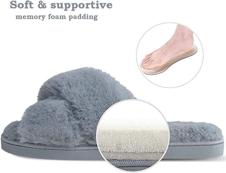 Omgoods- Pantoffels Dames Warm Comfortabele Sloffen Huisschoenen Fleece Bovenwerk Handwasbaar Elegant Design