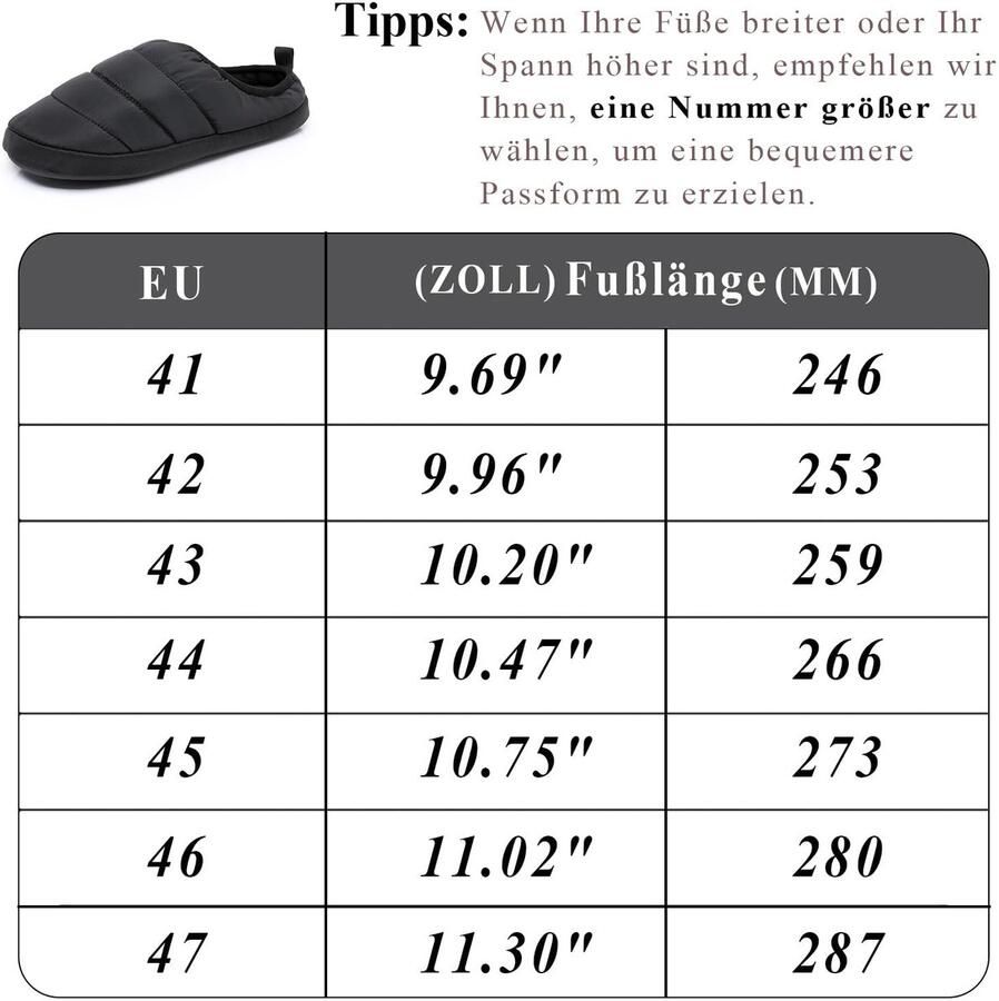 Omgoods- Pantoffels Dons Brede Pantoffels Antislip Rubberen Zool Warme Slippers Fleecevoering Memory-Foam Inlegzolen