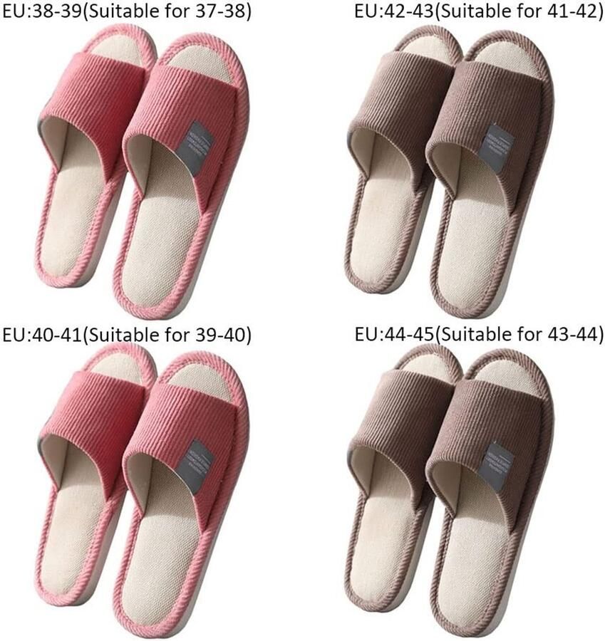 Omgoods Set van 4 Wasbare Slippers voor Thuis en Gastgebruik