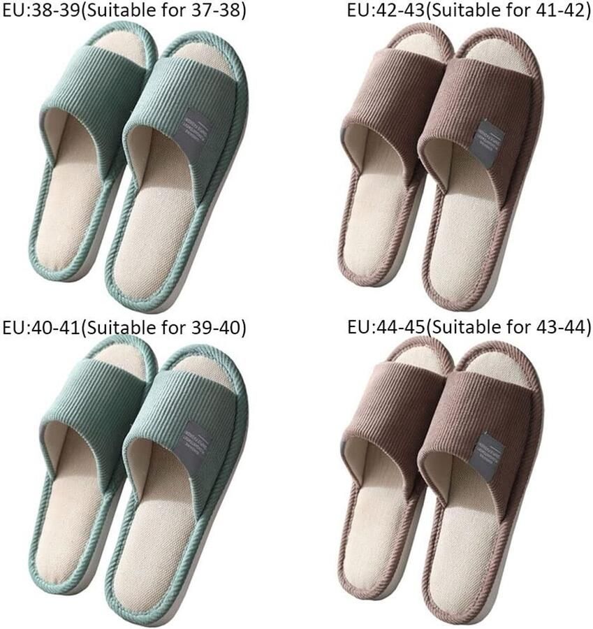 Omgoods Set van 4 Wasbare Slippers voor Thuis en Gastgebruik