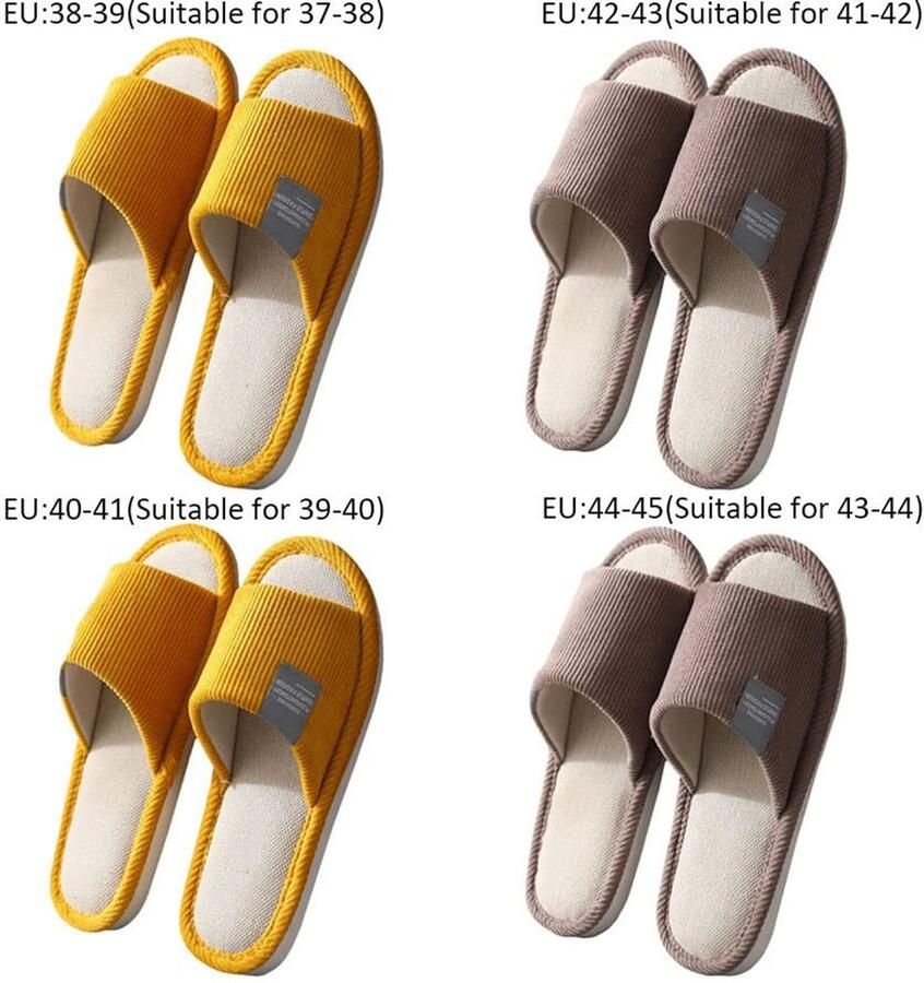 Omgoods Set van 4 Wasbare Slippers voor Thuis en Gastgebruik