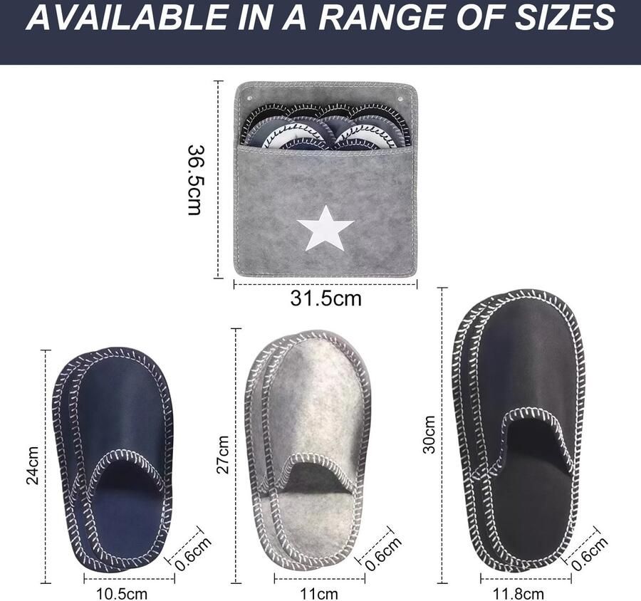 Omgoods Set van 6 Comfortabele Gasten Slippers met Opbergtas