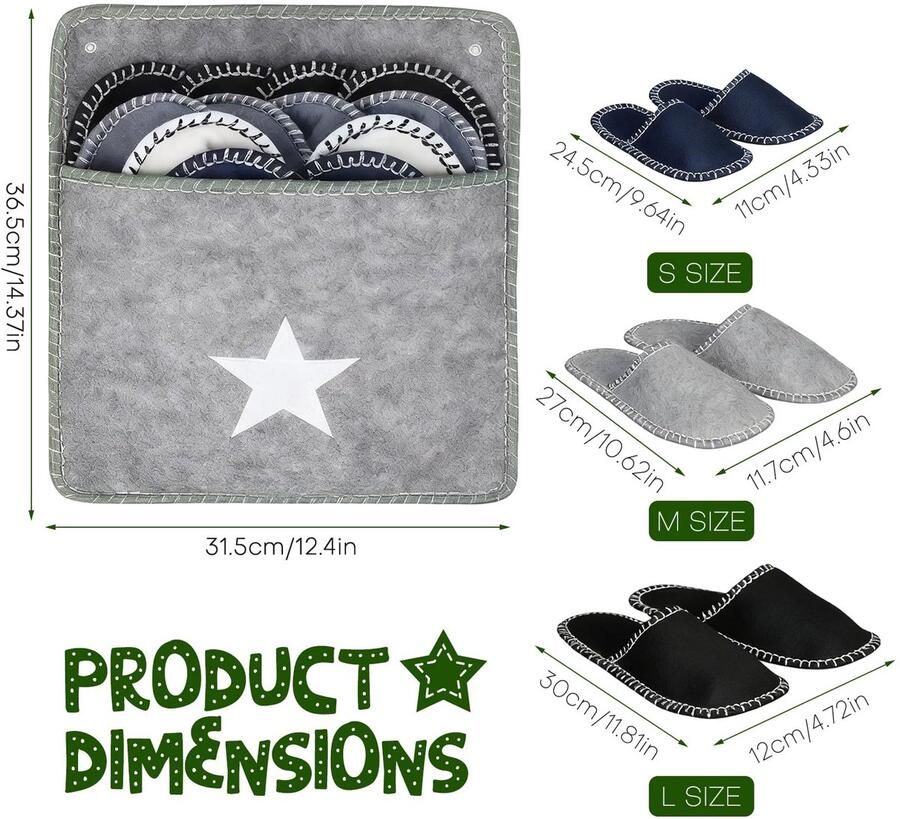 Omgoods Set van 6 Paar Wasbare Antislip Pantoffels met Opbergtas - Foto 1
