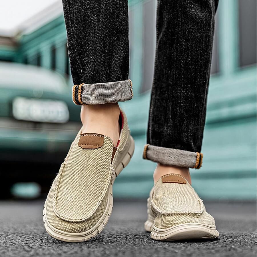 Omgoods Slip-On Casual Canvas Loafers Comfortabele Wandelschoenen voor Mannen