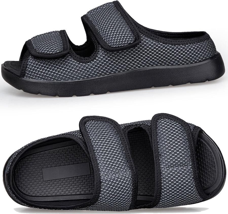 Omgoods Slippers voor en met Aanpasbare Sluiting en Brede Pasvorm