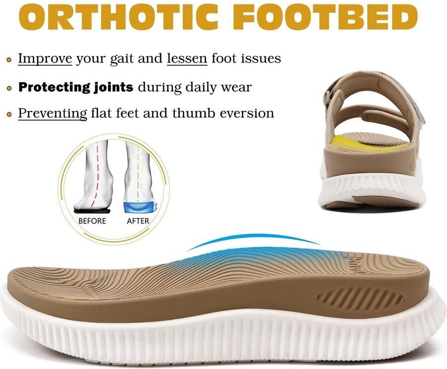 Omgoods- Sportsandalen Dames Zacht Voetbed Orthopedisch Outdoor Verstelbare Klittenbandsluiting Lichtgewicht Open Teen Wandelsandalen