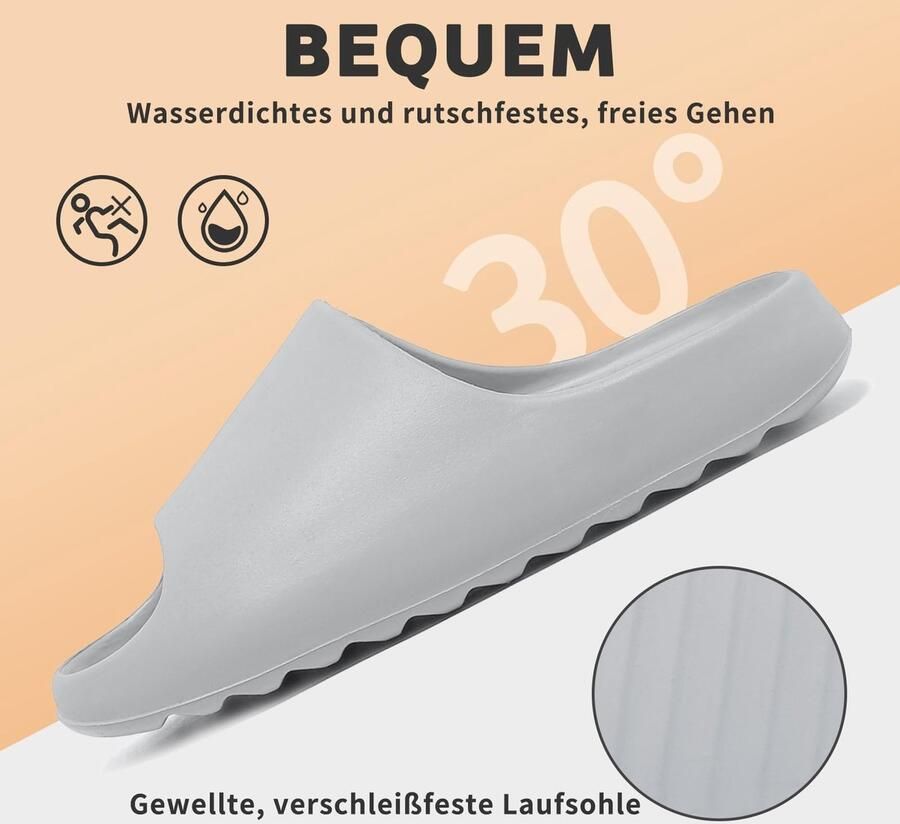 Omgoods Unisex Badslippers in Grijs voor Thuis en Strand