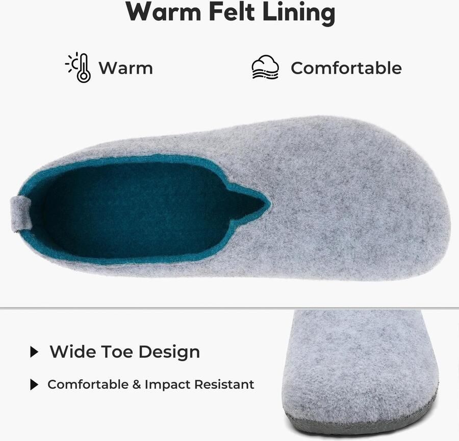 Omgoods Unisex Vilt Slippers voor Binnen met Latex Zolen