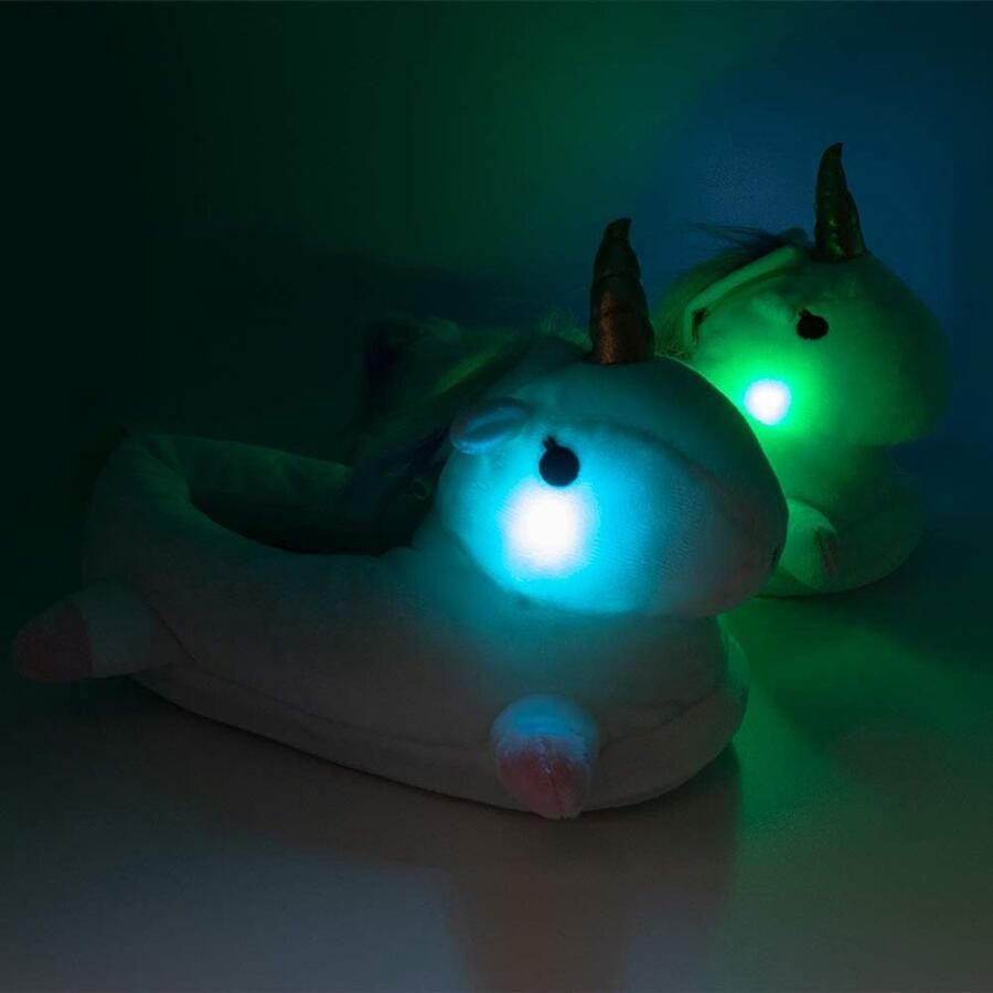 Omgoods Verlichte Eenhoorn Slippers van Plush met Batterijen Inclusief - Foto 1