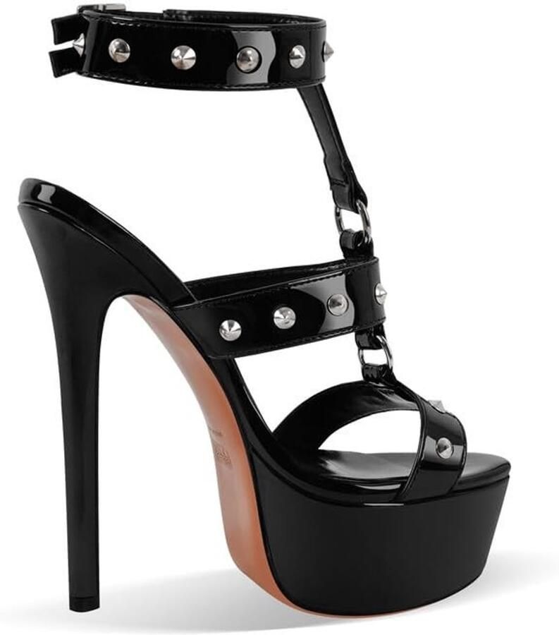 Omgoods Vrouwen Punk Sandalen Stiletto Hakken met Nieten