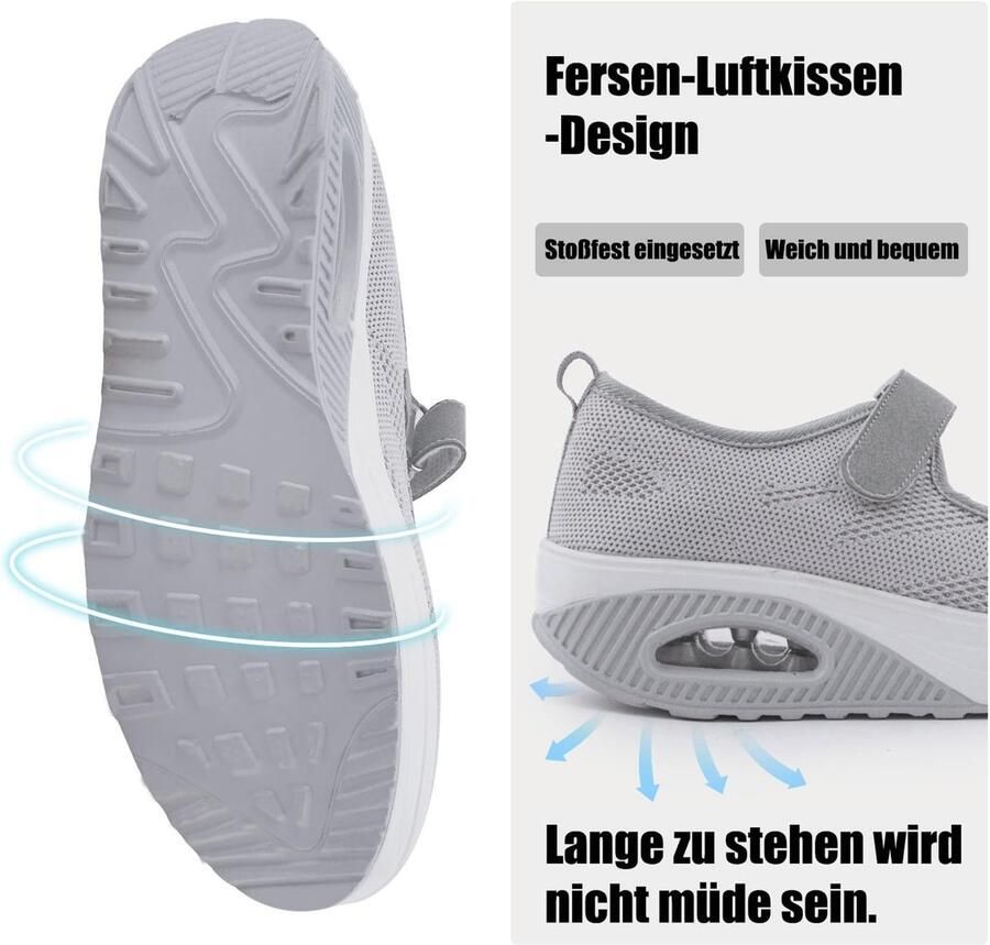 Omgoods- Wandelschoenen Dames Ademend Klittenbandsluiting Lichtgewicht Traagschuim Sneakers 39 EU Verbetering Voetgezondheid