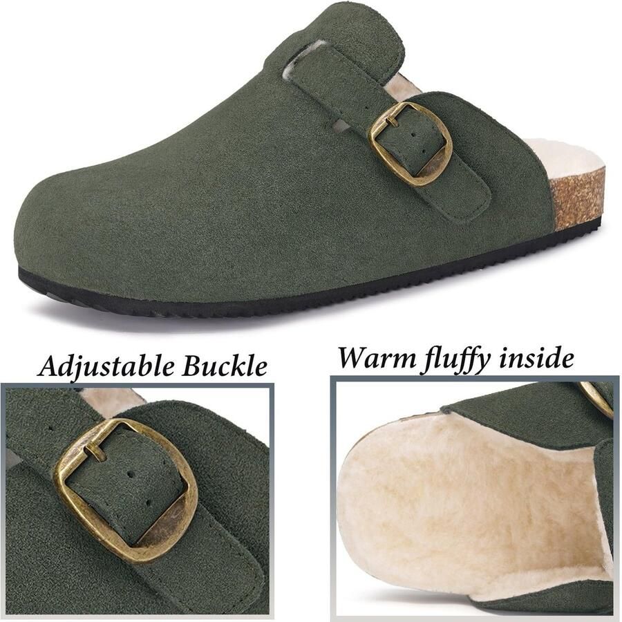 Omgoods Warme Pluche Clogs Slippers voor Binnen en Buiten Groen