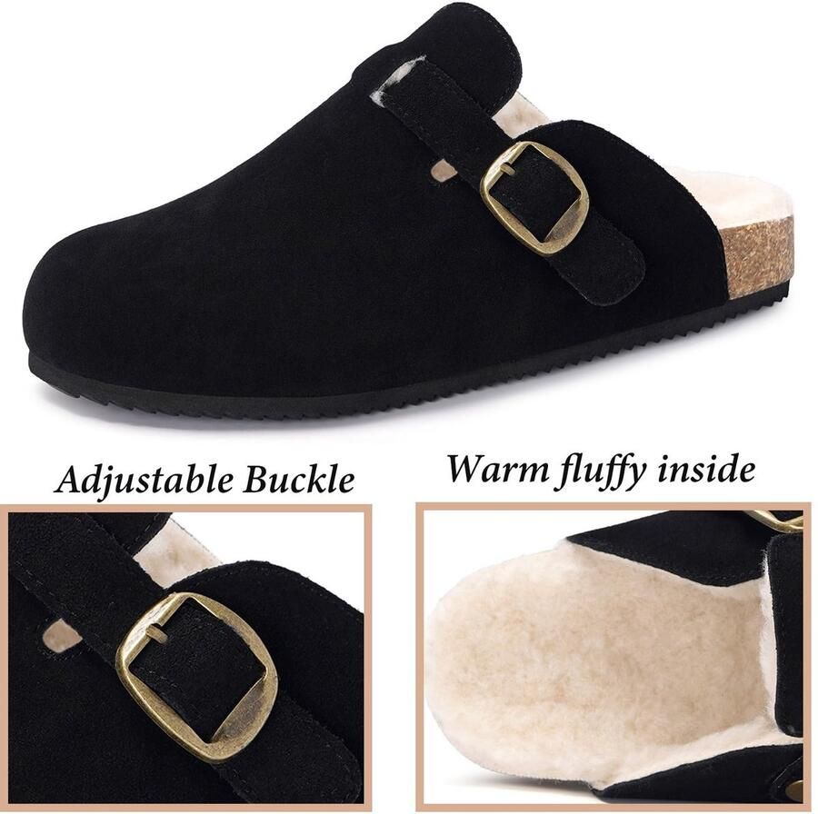 Omgoods Warme Pluche Clogs Slippers voor Binnen en Buiten Zwart