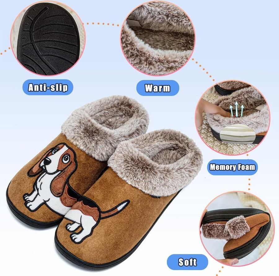 Omgoods Warme Pluche Slippers met Dierenborduursel voor Winter
