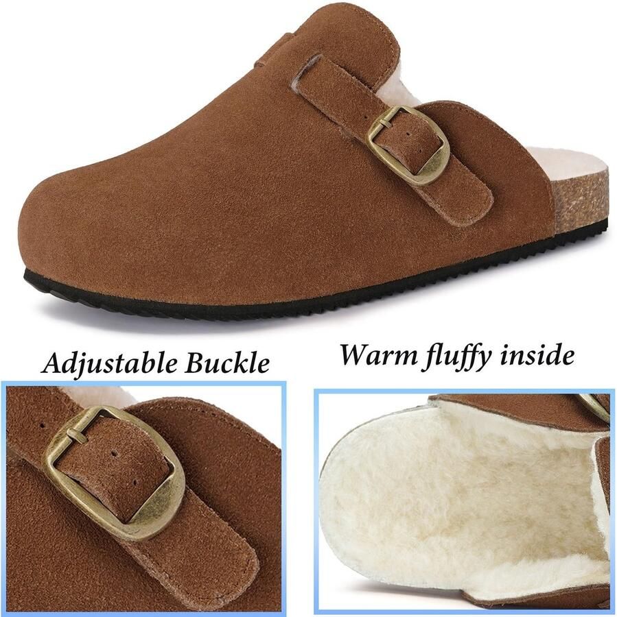 Omgoods Warme Pluche Clogs Slippers voor Binnen en Buiten Roodbruin