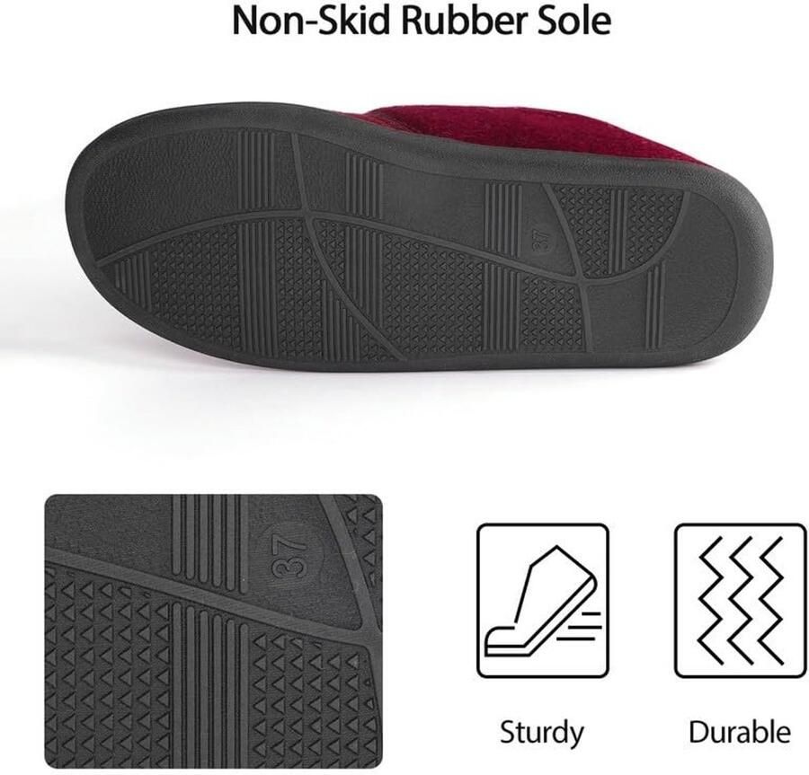 Omgoods Warme Vilt Slippers voor Mannen met Brede Pasvorm