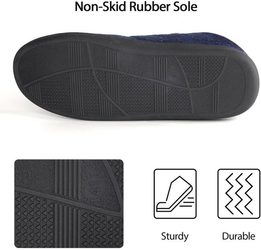 Omgoods Warme Vilt Slippers voor Mannen met Brede Pasvorm