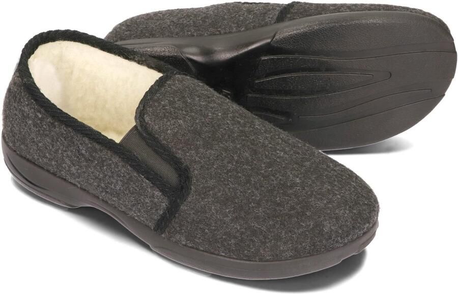 Omgoods Warme Vilt Slippers voor Mannen met Wolvoering