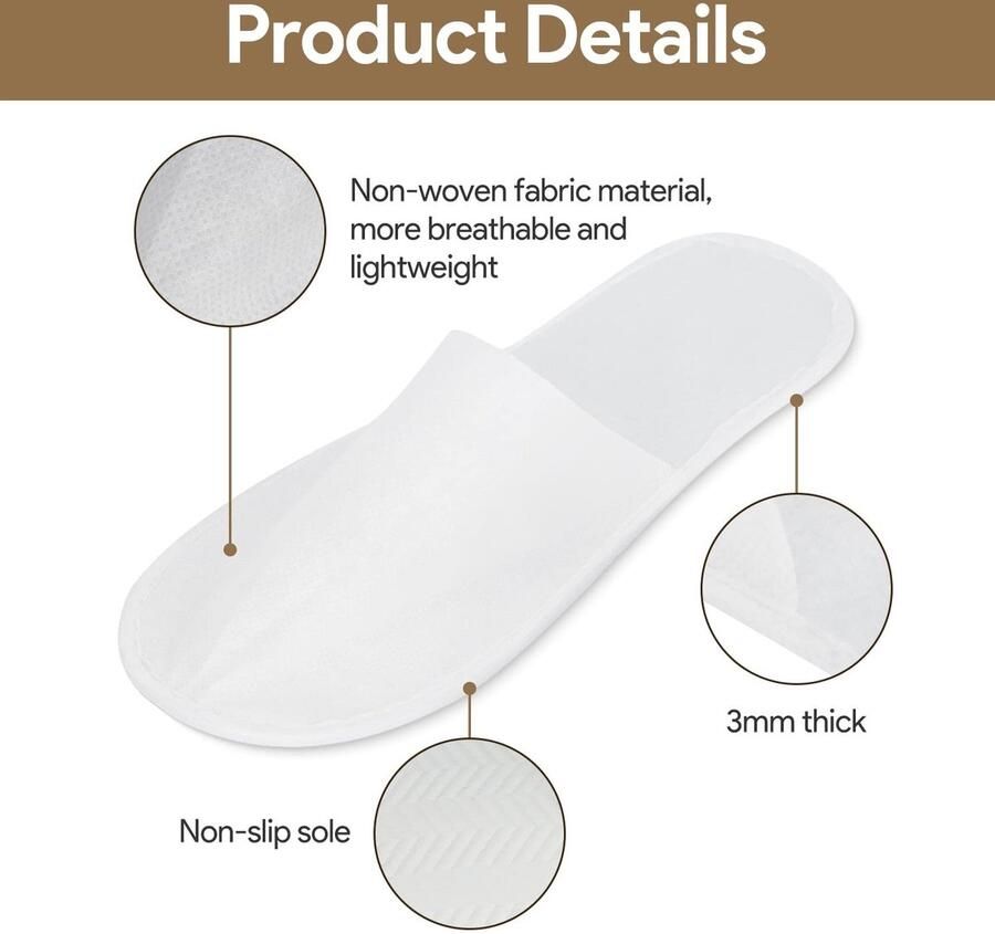 Omgoods- Wegwerp Pantoffels Antislip Hotelpantoffels Draagbare Pantoffels Universele Paar Geschikt Voor Badkamer Slippers