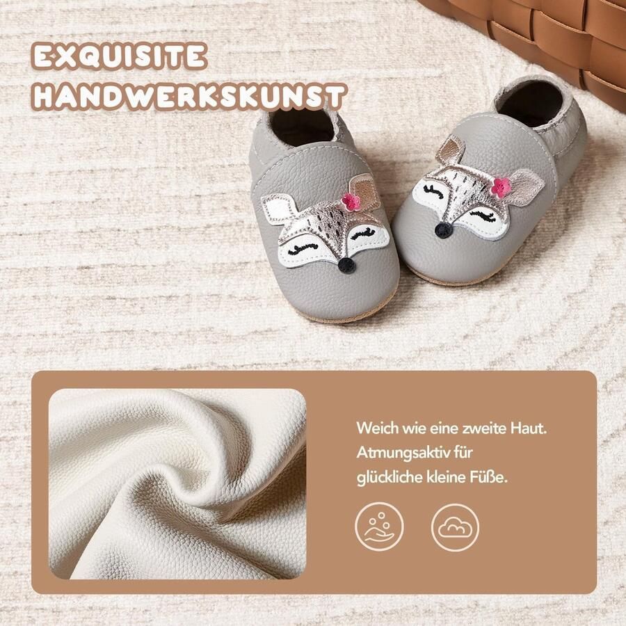 Omgoods Zachte Leer Slippers voor Baby's met Antislip Zool