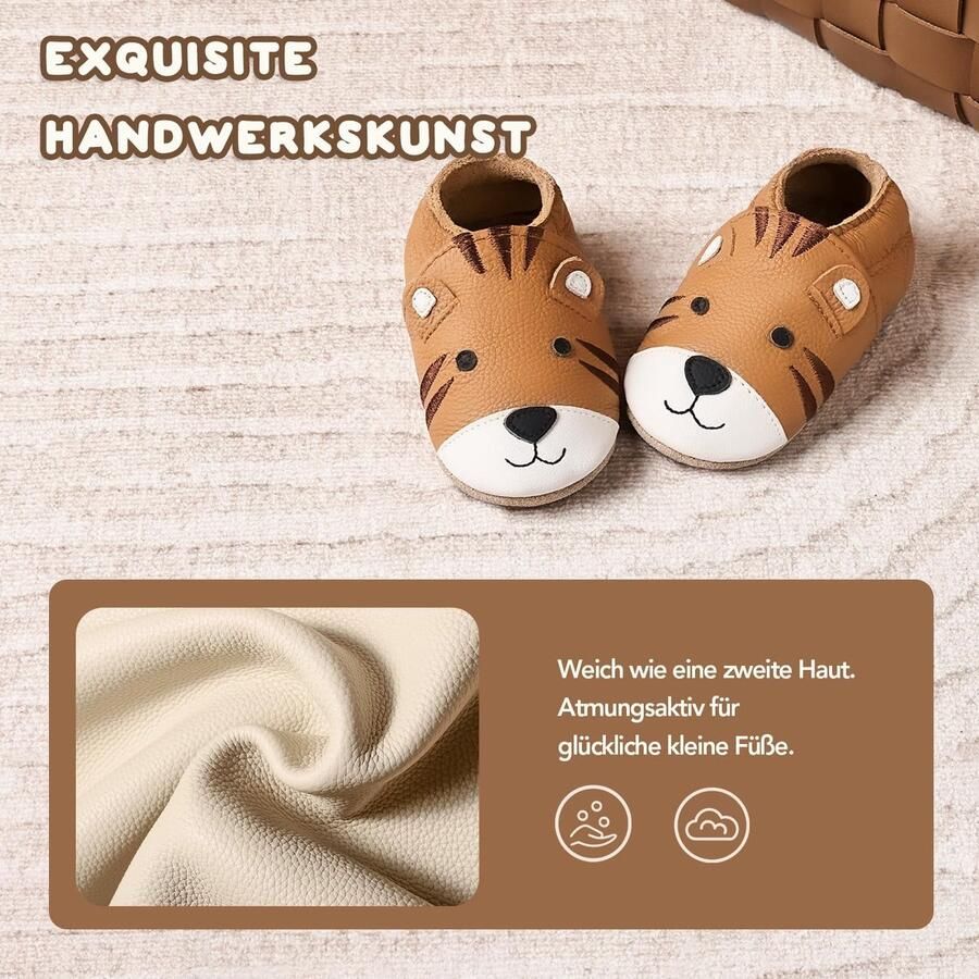 Omgoods Zachte Leren Pantoffels voor Baby's met Antislip Zool