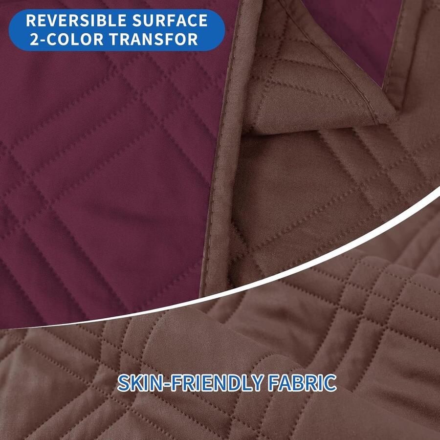 Omkeerbare Bankhoes 3 Zits Bankhoezen Met Armleuning Universele Sofa Cover Krasbestendig Antislip Sofahoes Jacquard Bankbeschermer Voor Huisdieren Koffie + Bordeauxrood