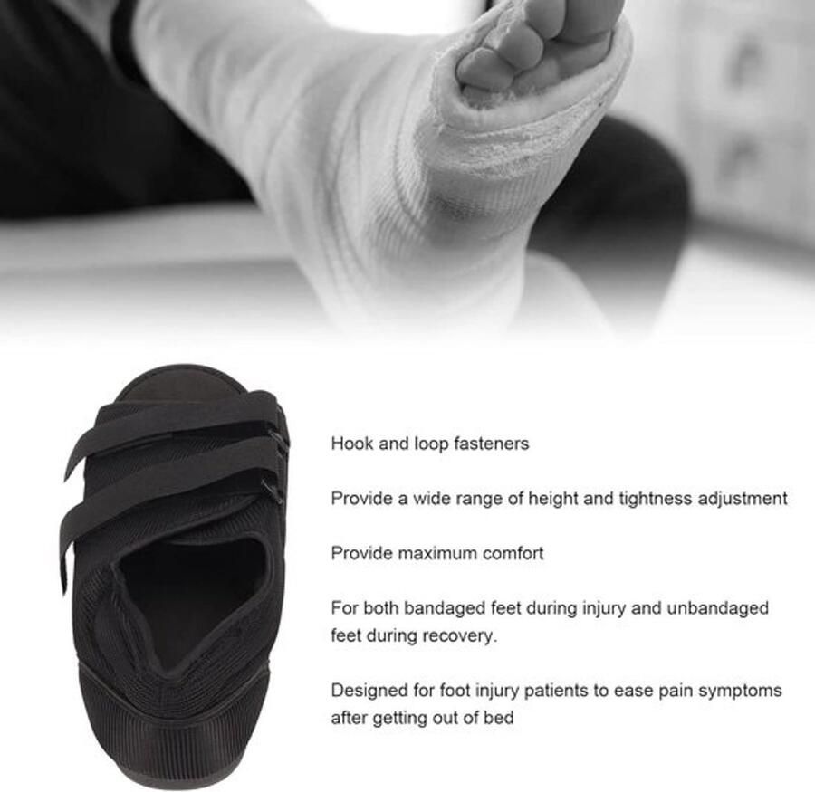Ondersteuning na voetoperatie instelbare hoogte teenkap orthopedische wandelschoenen (L) met steunbandage Grijs