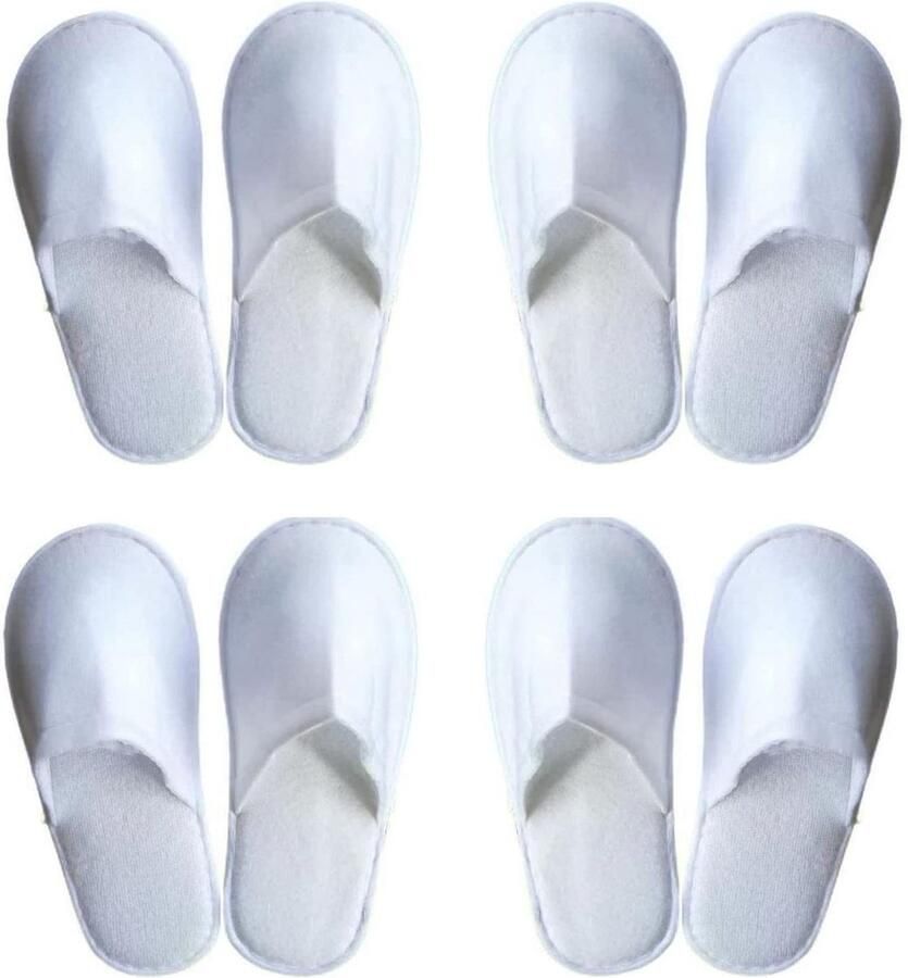 ONF3 Badstofslippers Gastenhuisschoenen Comfortabel en slipvast 4 paar Badslippers Ideaal voor hotel en thuis Uniseks