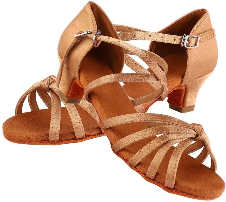 ONF3 Dansschoen Latijnschoenen voor kinderen Comfortabel en stijlvol Bruin Geschikt voor danslessen en evenementen Met hoge hak