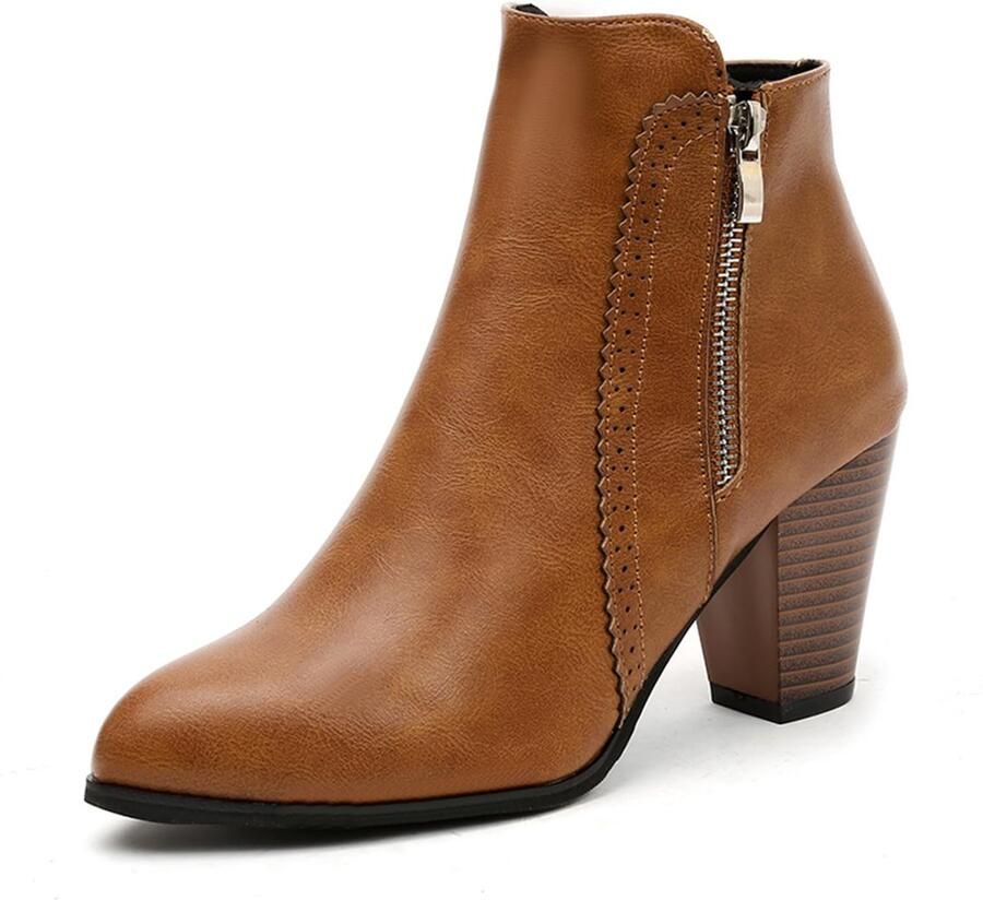 Dailygoody Enkellaarzen dames Winterlaarzen Puntige neus Zwart Casual elegant Voor elke gelegenheid Met rits aan de zijkant