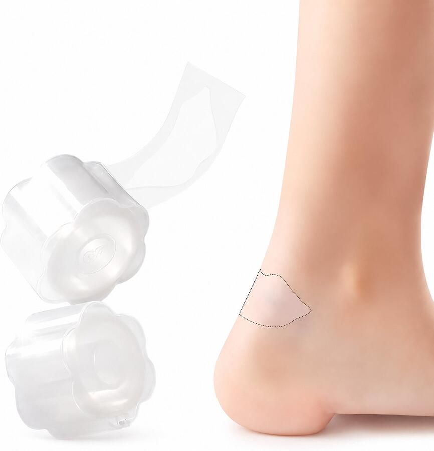 Onzichtbare Anti-Blaren Tape en Zelfklevende Hielbeschermers Elastische Voetpleister tegen Schuiven en Wrijving Gemakkelijk Afscheurbaar zonder Schaar Voor Pumps Hakken & Nieuwe Schoenen 2 Rollen Semi-Transparant Skin Tone