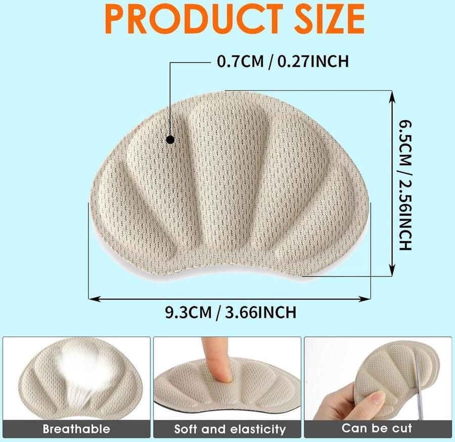 Onzichtbare hielkussens voor laarzen en schoenen antislip hielbescherming comfortabele kussens tegen wegglijden 6 paar (beige)