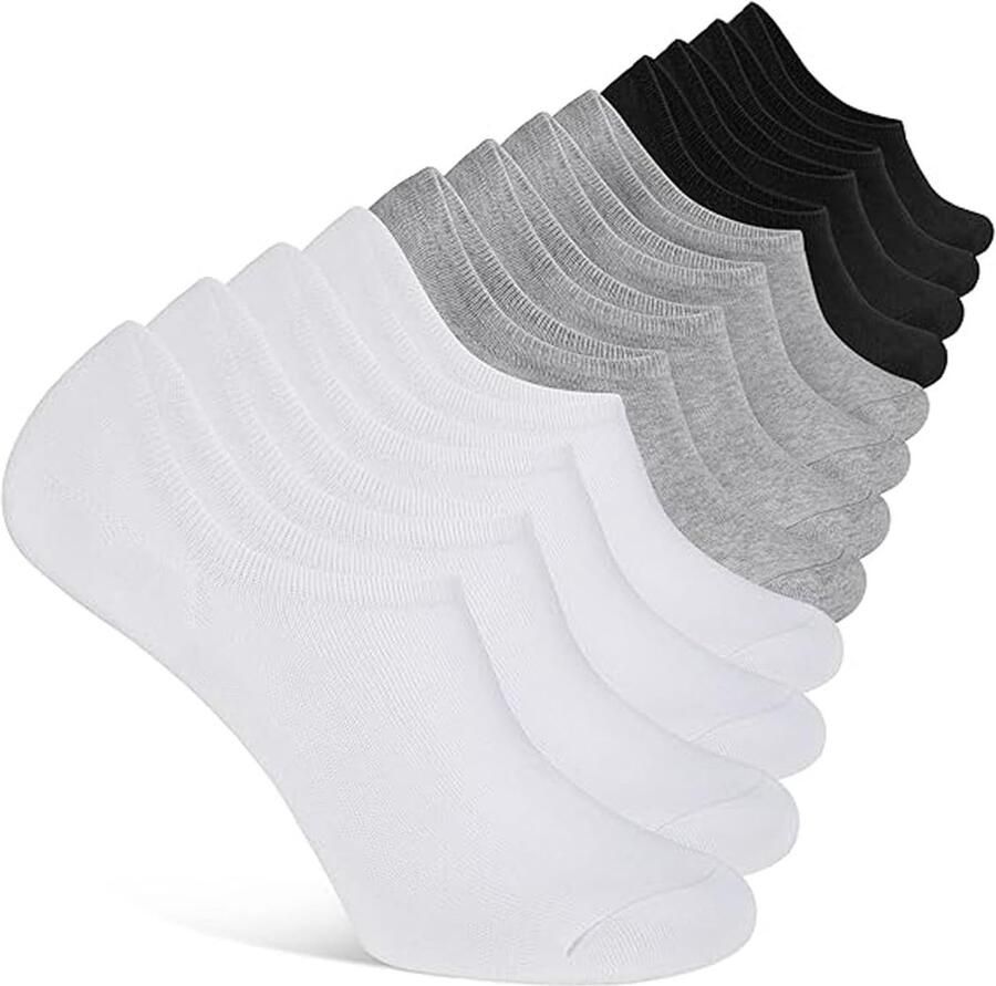 Onzichtbare Sportsokken voor Mannen 6 Paar Training Sokken voor Comfort en Ondersteuning in Grijs Zwart en Wit Geschikt voor Sneakers en Casual Schoenen