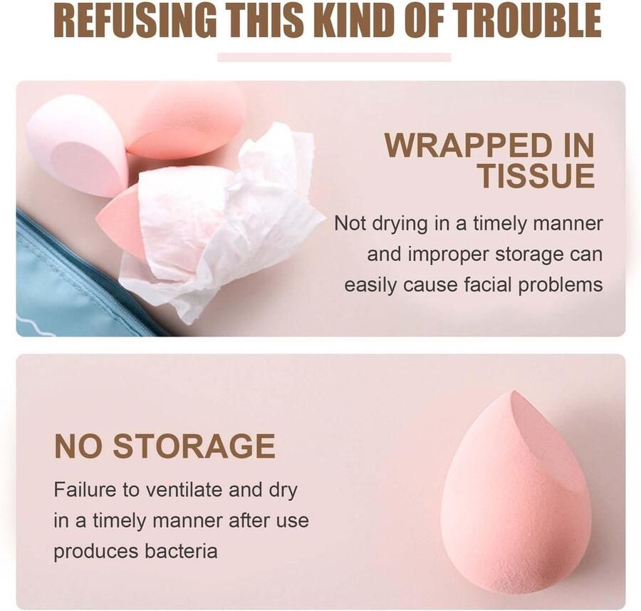 Opbergdoos reizen draagbare poeder bladerdeeg opbergdoos stofdicht make-up ei opbergdoos (kaki en roze)